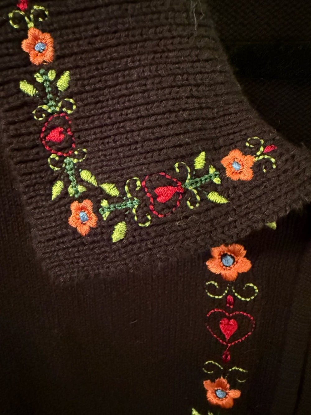 Bechamel Embroidered Floral Zip Sweater Vest Cottagecore Folk L - Picture 5 of 6